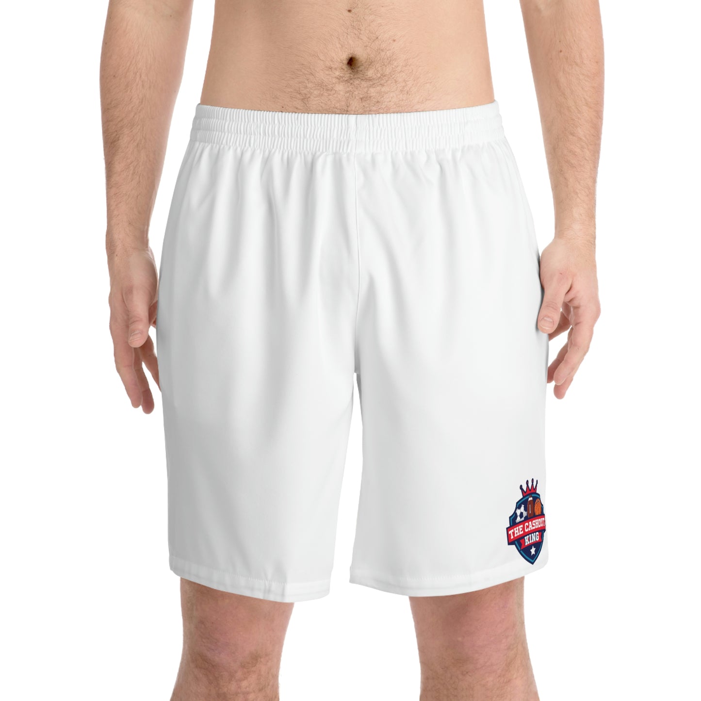 White Men's Elastic Beach Shorts